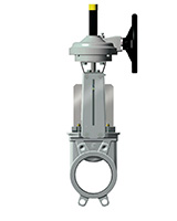 Задвижка шиберная ножевая VG6400-08 с редуктором, выдвижной шток нерж.ст. Задвижка шиберная ножевая VG6400-08 с редуктором, выдвижной шток нерж.ст.